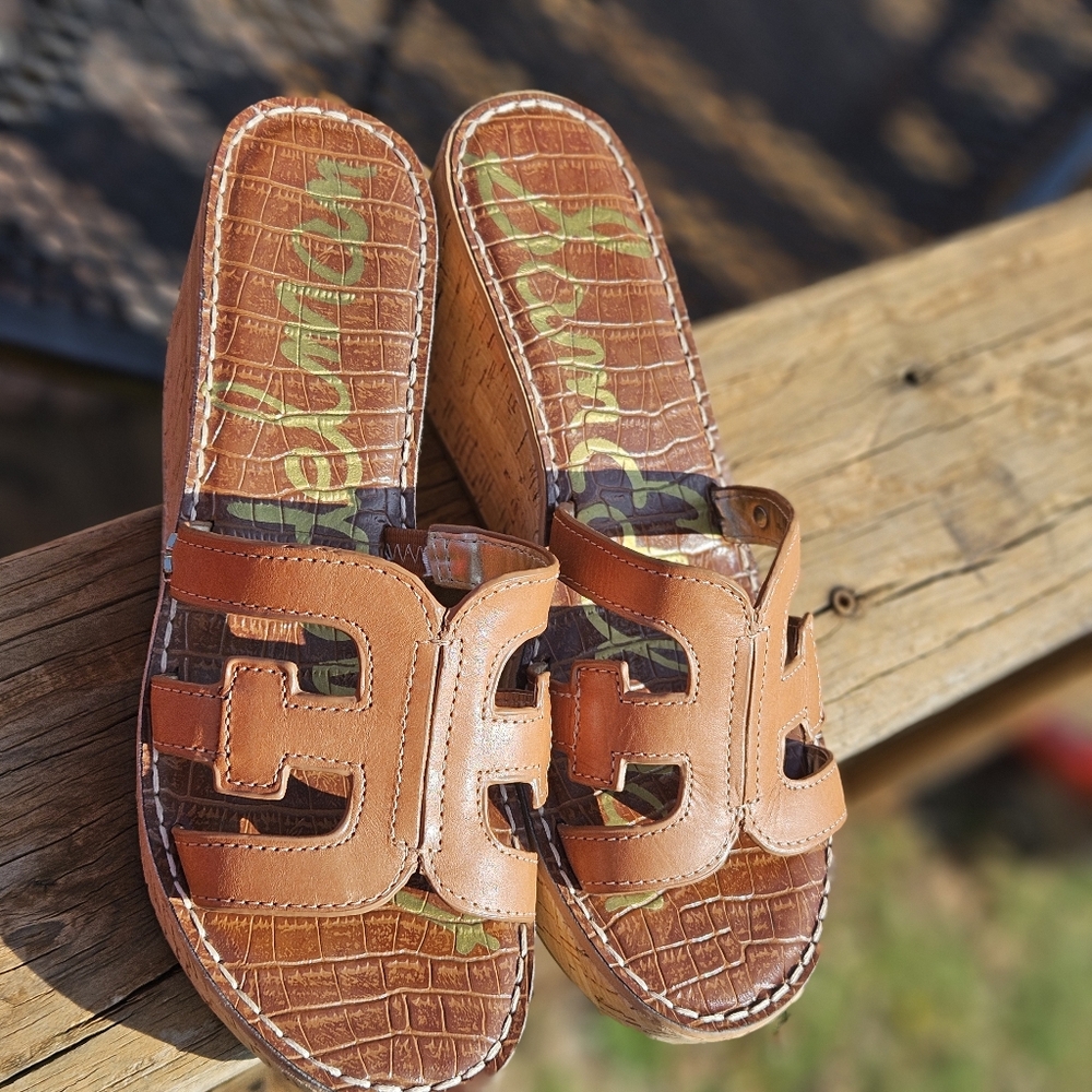 👡 Sam Edelman Regis Leather Wedge Sandals 👡